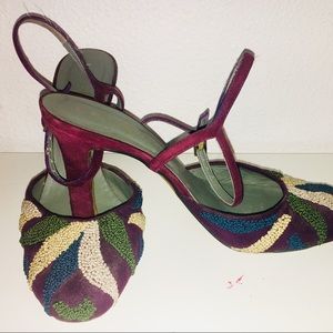 Rebeca Sanver embroidered heel in eggplant